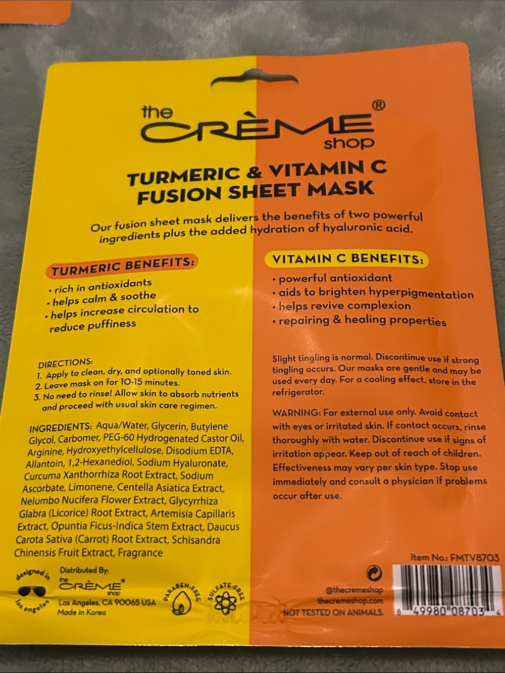 the CREME shop Fusion Sheet Mask Turmeric & Vitamin C Sheet Masks bundle NWT - Picture 4 of 4